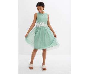Midikleid BONPRIX, Mädchen, Gr. 164, N-Gr, grün (pastellgrün), Obermaterial: 100% Polyester. Futter: 100% Polyester, festlich, regular fit, Rundhals, Kleider Midikleid, festlicher Stil, aus Polyester,