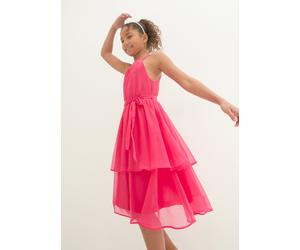 Midikleid BONPRIX, Mädchen, Gr. 164, N-Gr, pink (dunkelpink), Obermaterial: 100% Polyester. Futter: 100% Polyester, festlich, regular fit, Kleider Midikleid, ärmelloses Design, elastische Taille, mit