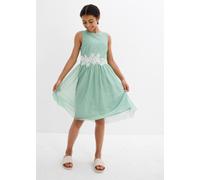Midikleid BONPRIX, Mädchen, Gr. 170, N-Gr, grün (pastellgrün), Obermaterial: 100% Polyester. Futter: 100% Polyester, festlich, regular fit, Rundhals, Kleider Midikleid, festlicher Stil, aus Polyester,