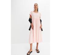 Midikleid BONPRIX "Midikleid aus reiner Baumwolle", Damen, Gr. 32/34 (XS), N-Gr, rosa (bonbonrosa), Obermaterial: 100% Baumwolle, loose fit, Kleider Midikleid, aus reiner Baumwolle, lockere Passform,