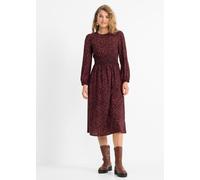 Midikleid BONPRIX "Midikleid mit Blumenprint", Damen, Gr. 44, N-Gr, rot (kastanienrot, schwarz), Obermaterial: 100% Viskose, oversize, Kleider Midikleid, für die Herbstsaison, aus Viskose, Oversize-Pa