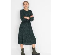 Midikleid BONPRIX "Midikleid mit Blumenprint", Damen, Gr. 46, N-Gr, schwarz (schwarz, petrolgrün geblümt), Obermaterial: 100% Viskose, oversize, Kleider Midikleid, für die Herbstsaison, aus Viskose, O