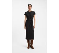 Midikleid BOSS ORANGE "Erlays Premium Damenmode", Damen, Gr. L, N-Gr, schwarz (schwarz 001), Jersey, Obermaterial: 95% Modal, 5% Elasthan, unifarben, figurbetont Midi, Rundhals, Kleider Midikleid, mit