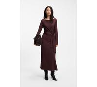 Midikleid BOSS ORANGE "Erlot Premium Damenmode", Damen, Gr. M, N-Gr, braun (medium rot 614), Jersey, Obermaterial: 95% Modal, 5% Elasthan, unifarben, regular fit Midi, Kleider Midikleid, in Jerseyqual