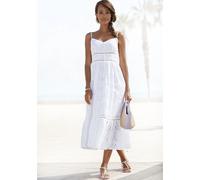 Midikleid BUFFALO Gr. 36, N-Gr, weiß Damen Kleider Strandkleider mit hochwertiger Lochstickerei, luftiges Sommerkleid aus Baumwolle Bestseller (88835961-36)