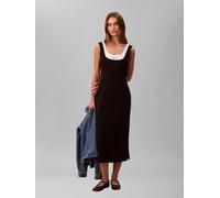 Midikleid CALVIN KLEIN JEANS, Damen, Gr. XL (44), N-Gr, schwarz, Web, Obermaterial: 70% Viskose, 26% Polyamid, 4% Elasthan, unifarben, körpernah Midi, tiefer Rundhals, Kleider Midikleid, Körpernahe Pa