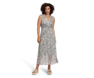 Midikleid CARTOON "Damen ohne Arm", Damen, Gr. 34, Normalgrößen, grün (weiß, khaki), Obermaterial: 95% Polyester, 5% Elasthan; Futter: 95% Viskose, 5% Elasthan, körpernah lang, U-Boot-Ausschnitt, Klei