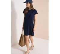 Midikleid CECIL, Damen, Gr. 3XL (48), US-Größen, blau (universal blau), Web, 75% Baumwolle, 25% Modal, unifarben, comfort fit kniefrei, U-Boot-Ausschnitt, Aufschlag, Kleider Midikleid, knielang (18206
