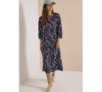 Midikleid CECIL, Damen, Gr. 3XL (48), US-Größen, blau (urban dunkelblau), Stoff, 100% Viskose, Paisley, normal wadenlang, Rundhals, abgesteppt, Kleider Midikleid, aus Viskose (55638564-XXXL) urban dun