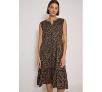 Midikleid CECIL, Damen, Gr. 3XL (48), US-Größen, braun (creamy mocha), Stoff, 100% Viskose, gemustert, normal wadenlang, Rundhals, abgesteppt, Kleider Midikleid, mit grafischem Muster (47171559-XXXL)