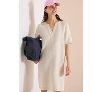 Midikleid CECIL, Damen, Gr. L (42), N-Gr, macadamia beige, Web, Obermaterial: 55% Leinen, 45% Viskose, unifarben, lässig geschnitten kniefrei, Rundhals, abgesteppte Kante, Kleider Midikleid, Sommerkle