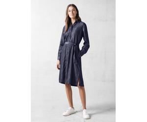 Midikleid CECIL, Damen, Gr. L (42), US-Größen, blau (dunkelblau wash), Stoff, 100% Lyocell, unifarben, normal wadenlang, V-Ausschnitt, Bündchen, Kleider Midikleid, mit Bindegürtel zum Taillieren (2522