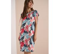 Midikleid CECIL, Damen, Gr. L (42), US-Größen, bunt (light alabaster weiß), Stoff, 100% Viskose, gemustert, comfort fit knielang, Rundhals, elastischer Bund, Kleider Midikleid, knielang (39145135-L) l