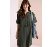 Midikleid CECIL, Damen, Gr. M (40), US-Größen, grün (khaki), Web, 75% Baumwolle, 25% Modal, unifarben, comfort fit knielang, Rundhals, normaler Saum, Kleider Midikleid, knielang (73837606-M) khaki