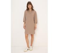 Midikleid CECIL, Damen, Gr. S (38), US-Größen, beige (natural taupe), Web, 100% Baumwolle, unifarben, normal knielang, V-Ausschnitt, Bündchen, Kleider Midikleid, in Unifarbe (20507856-S) natural taupe