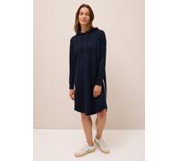 Midikleid CECIL, Damen, Gr. S (38), US-Größen, blau (urban dunkelblau), Stoff, 67% Viskose, 28% Nylon, 5% Elasthan, unifarben, normal kniefrei, ohne Ausschnitt, Bündchen, Kleider Midikleid, mit Kapuze