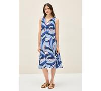 Midikleid CECIL, Damen, Gr. S (38), N-Gr, blau (urban navy), Web, Obermaterial: 100% Viskose, bedruckt, casual, lässig geschnitten knielang, Rundhals, ohne Ärmel, Kleider, ärmellos, mit grafischem Mus