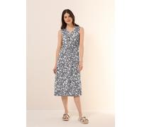 Midikleid CECIL, Damen, Gr. S (38), US-Größen, weiß (vanilleweiß), Stoff, 100% Viskose, unifarben, comfort fit wadenlang, V-Ausschnitt, Bündchen, Kleider Midikleid, mit Volant (64423801-S) vanilleweiß