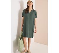 Midikleid CECIL, Damen, Gr. XL (44), N-Gr, grün (just khaki), Web, Obermaterial: 55% Leinen, 45% Viskose, unifarben, lässig geschnitten kniefrei, Rundhals, abgesteppte Kante, Kleider Midikleid, Sommer
