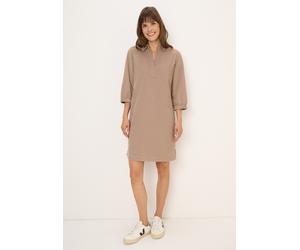 Midikleid CECIL, Damen, Gr. XL (44), US-Größen, beige (natural taupe), Web, 100% Baumwolle, unifarben, normal knielang, V-Ausschnitt, Bündchen, Kleider Midikleid, in Unifarbe (20507856-XL) natural tau