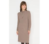 Midikleid CECIL, Damen, Gr. XL (44), US-Größen, beige (taupe melange), Stoff, 50% Viskose, 28% Polyester, 22% Nylon, unifarben, comfort fit knieumspielend, hoch geschlossener Ausschnitt, Bündchen, Kle