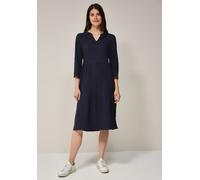 Midikleid CECIL, Damen, Gr. XL44, US-Größen, blau (universal blau), Stoff, 56% Viskose, 43% Polyester, 1% Elasthan, unifarben, normal knielang, Rundhals, Bündchen, Kleider, knielang (26875459-XL) univ