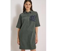 Midikleid CECIL, Damen, Gr. XS (36), US-Größen, dried olive grün, Web, 100% Baumwolle, unifarben, comfort fit kniefrei, V-Ausschnitt, Bündchen, Kleider Midikleid, knielang (40209925-XS) dried olive gr