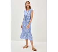 Midikleid CECIL, Damen, Gr. XXL (46), US-Größen, blau (deep pastel blau), Stoff, 100% Viskose, bedruckt, normal wadenlang, Rundhals, Bündchen, Kleider, aus Viskose (86283825-XXL) deep pastel blau