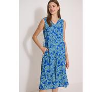 Midikleid CECIL, Damen, Gr. XXL (46), US-Größen, blau (surf blau), Stoff, 100% Viskose, gemustert, comfort fit wadenlang, V-Ausschnitt, normaler Saum, Kleider Midikleid, mit allover Print (93194368-XX