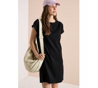 Midikleid CECIL, Damen, Gr. XXL (46), US-Größen, schwarz, Web, 75% Baumwolle, 25% Modal, unifarben, comfort fit kniefrei, U-Boot-Ausschnitt, Aufschlag, Kleider Midikleid, knielang (35311763-XXL) schwa