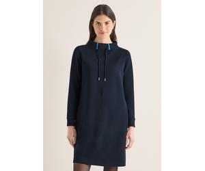 Midikleid CECIL, Damen, Gr. XXL (46), US-Größen, universal blau, Stoff, 53% Polyester, 40% Baumwolle, 7% Elasthan, unifarben, normal kniefrei, hoch geschlossener Ausschnitt, Bündchen, Kleider Midiklei