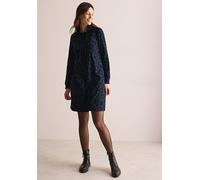 Midikleid CECIL, Damen, Gr. XXL46, US-Größen, blau (universal blau), Stoff, 50% Polyester, 50% Viskose, animal-print, normal kniefrei, hoch geschlossener Ausschnitt, Bündchen, Kleider, mit Leo-Muster 