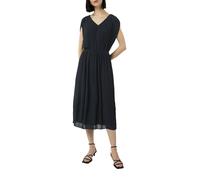 Midikleid COMMA, Damen, Gr. 44, N-Gr, blau (navy), Web, Obermaterial: 100% Polyester. Futter: 100% Viskose, unifarben, figurumspielend Midi, V-Ausschnitt, Kleider Midikleid, ohne Ärmel und mit Kordel
