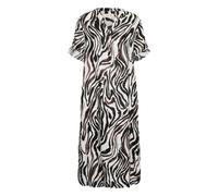 Midikleid CREAM "Damen Kleid CRBellis", Damen, Gr. S/M, N-Gr, schwarz (schwarz, weiß animal), Obermaterial: 100% Leinen LI., Kleider Midikleid (93310341-SM) schwarz, weiß animal