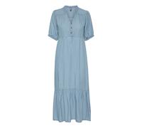 Midikleid CULTURE "Kleid CUaurelia", Damen, Gr. S, N-Gr, blau (light blau wash), Obermaterial: 65% Lyocell CLY. 35% Baumwolle CO., Kleider Midikleid (22508410-S) light blau wash