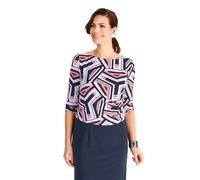 Midikleid, Damen, Gr. 54, N-Gr, bunt (marine, koralle), Web, Obermaterial: 95% Polyester, 5% Elasthan, HERMANN LANGE COLLECTION, gemustert, unifarben, unifarben mit Farbeinsätzen, figurbetont kniebede