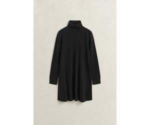 Midikleid GANT "SUPERFINE LAMBSWOOL", Damen, Gr. M, N-Gr, Langarm, Strick, schwarz, Strick, Obermaterial: 100% Wolle, A-Linie ca. Mitte Oberschenkel, Rippbündchen, Kleider Midikleid (50663869-M) schwa
