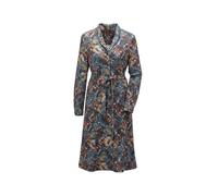 Midikleid GOLDNER "Kurzgröße Hemdblusenkleid mit Bindegürtel", Damen, Gr. 23, K-Gr, blau (petrol, dunkelrot, gemustert), Obermaterial: 88% Polyester PES. 10% Viskose CV. 2% Elasthan EL., Manschette, K