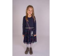 Midikleid HAPPY GIRLS, Mädchen, Gr. 104, N-Gr, blau (navy), Sweatware;Mesh, Obermaterial: 95% Baumwolle, 5% Elasthan. Futter: 100% Baumwolle. Unterteil: 100% Viskose, bedruckt, unifarben, regular fit