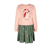 Midikleid HAPPY GIRLS, Mädchen, Gr. 134, N-Gr, rosa (dusty rose), Sweatware, Obermaterial: 95% Baumwolle, 5% Elasthan. Futter: 100% Baumwolle. Unterteil: 100% Viskose, bedruckt, regular fit normal, Ru