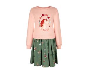 Midikleid HAPPY GIRLS, Mädchen, Gr. 140, N-Gr, rosa (dusty rose), Sweatware, Obermaterial: 95% Baumwolle, 5% Elasthan. Futter: 100% Baumwolle. Unterteil: 100% Viskose, bedruckt, regular fit normal, Ru