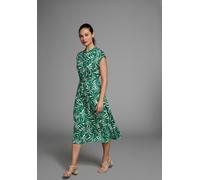 Midikleid HECHTER PARIS, Damen, Gr. 40, N-Gr, grün, floral, gemustert, Obermaterial: 100% Viskose, gemustert, figurumspielend wadenlang, Rundhals, angeschnitten, Kleider Midikleid, mit Knopfleiste und