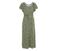 ICHI IHAYA DR4 Damen Maxikleid Kleid V-Ausschnitt Bindeband Regular fit, Größe:38, Farbe:Sprucestone Flower AOP (203007)
