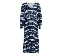 Midikleid ICHI "Damen Kleid IHVARIEL", Damen, Gr. 36, N-Gr, blau (blau fossil ikat aop), Obermaterial: 75% Viskose CV. 13% Leinen LI. 12% Polyamid PA., Kleider Midikleid (60277210-36) blau fossil ikat