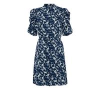 Midikleid ICHI "Kleid IXNINA", Damen, Gr. 40, N-Gr, blau (total eclipse, weiß flower), Obermaterial: 100% Polyester PES., Kleider Midikleid (99721842-40) total eclipse, weiß flower