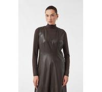 Midikleid in Leder-Optik mit tiefem V-Ausschnitt braun 34