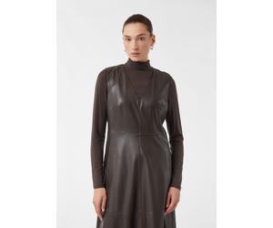Midikleid in Leder-Optik mit tiefem V-Ausschnitt braun 40
