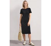 Midikleid STREET ONE, Damen, Gr. 36, EURO-Größen, schwarz, Web, 95% Baumwolle, 5% Elasthan, unifarben, normal wadenlang, Rundhals, abgesteppt, Kleider Midikleid, im Basic Style (70497665-36) schwarz
