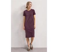 Midikleid STREET ONE, Damen, Gr. 40, EURO-Größen, lila (rustic rouge), Web, 95% Baumwolle, 5% Elasthan, unifarben, normal wadenlang, Rundhals, abgesteppt, Kleider Midikleid, im Basic Style (51791667-4