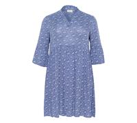 Midikleid KAFFE CURVE "Damen Kleid KClaurena", Damen, Gr. 52, N-Gr, blau (blau, chalk flower print), Obermaterial: 100% Viskose LENZING ECOVERO CV LenzEcov., Kleider Midikleid (84043542-52) blau, chal